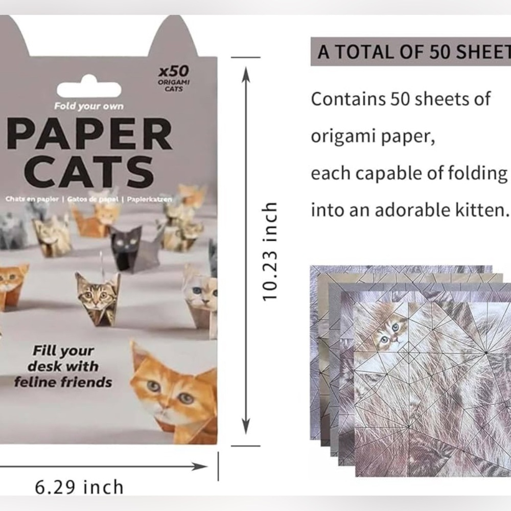 Fold Your Own Paper Cats Origami Kit! 50 Sheets - Multiple Breeds and Sizes! NWT - Picture 8 of 8